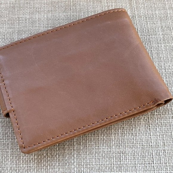 Men Wallet Billfold Handmade Genuine Leather Bifold Card Holder W/ Snap - Picture 4 of 11